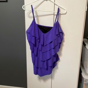 Women’s Trimshaper Purple Tankini Top by JCPenney, size 16